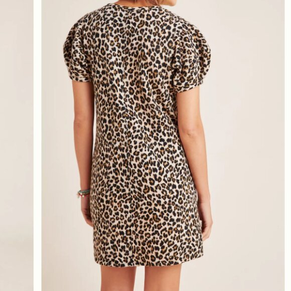 NWT - Velvet by Graham & Spencer Jolene Leopard Puff-Sleeved Mini Dress - Size S - Picture 3 of 7